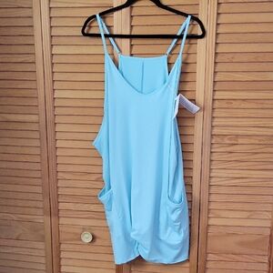 HAILTH NWT Baby Blue Adjustable Straps Comfy Sleeveless Pocket Romper Size XL